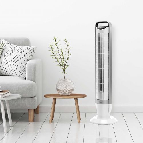  Seville Classics UltraSlimline 40 Inch Oscillating 3-Speed Tower Fan with Tilt Feature, White