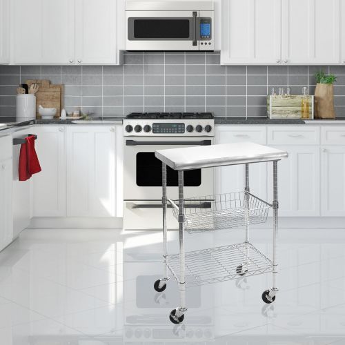  Seville Classics Stainless-Steel Professional Kitchen Work Table Cart Utility NSF-Certified Storage, 24 W x 20 D x 36 H, Chrome