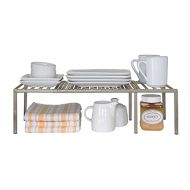 Seville Classics Iron Slat Expandable Kitchen Counter and Cabinet Shelf, Platinum: Kitchen & Dining