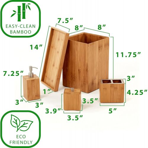  Seville Classics 5-Piece Bamboo Bath and Vanity Luxury Bathroom Essentials Accessory Set