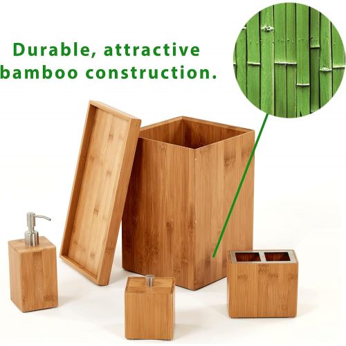  Seville Classics 5-Piece Bamboo Bath and Vanity Luxury Bathroom Essentials Accessory Set