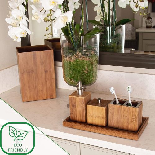  Seville Classics 5-Piece Bamboo Bath and Vanity Luxury Bathroom Essentials Accessory Set