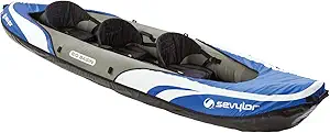 Sevylor Big Basin 3-Person Inflatable Kayak with Adjustable Seats & Carry Handles, Heavy-Duty PVC Construction for Rugged Use & Boston Valve for Easy Inflation/Deflation