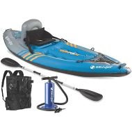 Sevylor QuickPak K1 1-Person Inflatable Kayak, Kayak Folds into Backpack with 5-Minute Setup, 21-Gauge PVC Construction; Hand Pump & Paddle Included