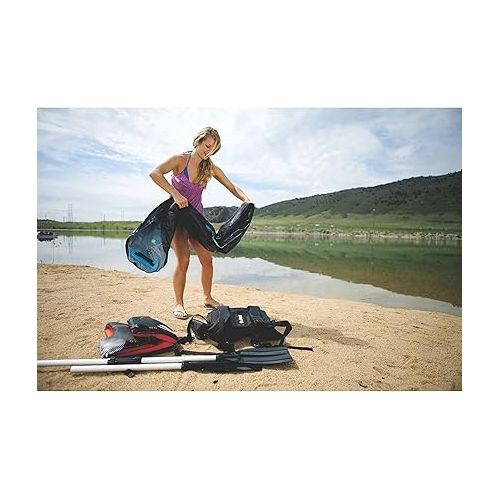  Sevylor QuickPak K1 1-Person Inflatable Kayak, Kayak Folds into Backpack with 5-Minute Setup, 21-Gauge PVC Construction; Hand Pump & Paddle Included