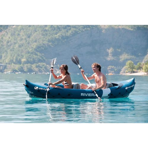  Sevylor Inflatable Riviera Canoe, Folding Kayak, 2 People, Canadian incl. Paddle 315 x 84cm.