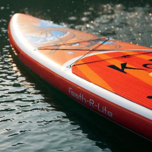  Sevylor FeatherLite 11’6 Inflatable SUP Set | Inflatable Stand Up Paddle Board with Accessories & Carry Bag | Bottom Fins for Paddling, Surf Control, Non-Slip Deck（red）