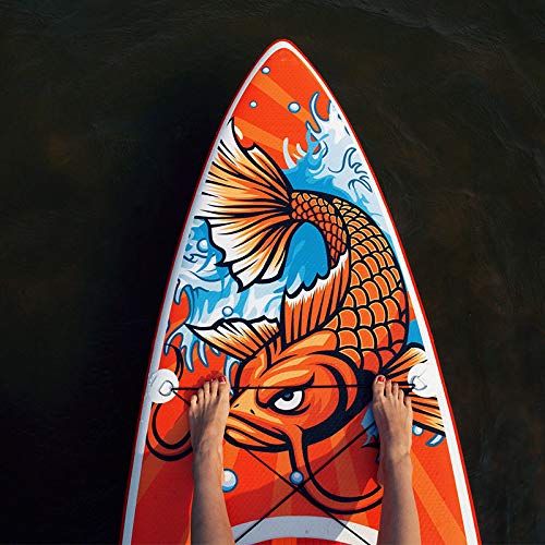  Sevylor FeatherLite 11’6 Inflatable SUP Set | Inflatable Stand Up Paddle Board with Accessories & Carry Bag | Bottom Fins for Paddling, Surf Control, Non-Slip Deck（red）