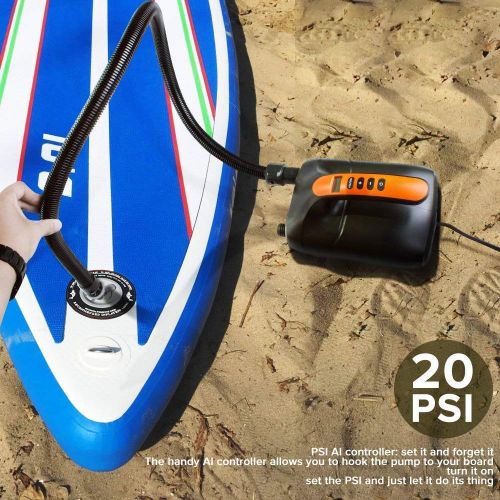  Sevylor 20PSI Max SUP Air Pump Electric - 12V DC Car Connector, Smart Dual Stage Inflation Deflation & Auto-Off, Digital Adjustable LCD Function, SUP Pump for Inflatable Stand Up Paddle Bo