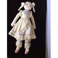 /SewGetIt Vintage Handmade, and Hand Embroidered, Cloth Doll. All Original, with intricate detailing.