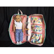 SewGetIt Pink Floral 18 Doll Carrying Case/Backpack fits American Girl or similar, Paisley Accent Quilted Fabric, Handmade, Custom Design