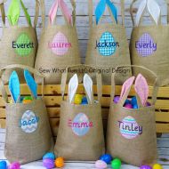 /SewWhatFun Easter basket, Personalized Easter Basket, monogram easter basket, girls basket, boys basket, girls easter basket, monogram, burlap, bunny