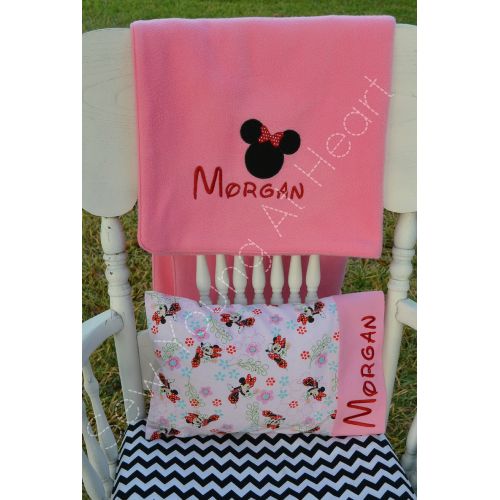  SewYoungAtHeart Minnie Mouse Nap Set, Small Fleece Blanket, Pillowcase and Pillow or Pillowcase Only, Personalized