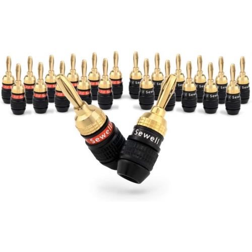  Sewell SW-29863-12 Deadbolt Banana Plugs 12-Pairs by, Gold Plated Speaker Plugs, Quick Connect