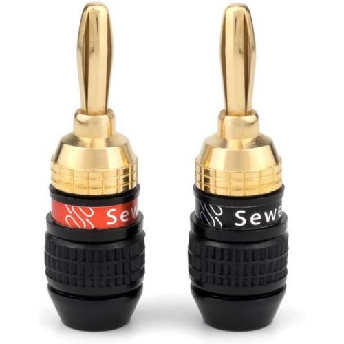  Sewell SW-29863-12 Deadbolt Banana Plugs 12-Pairs by, Gold Plated Speaker Plugs, Quick Connect