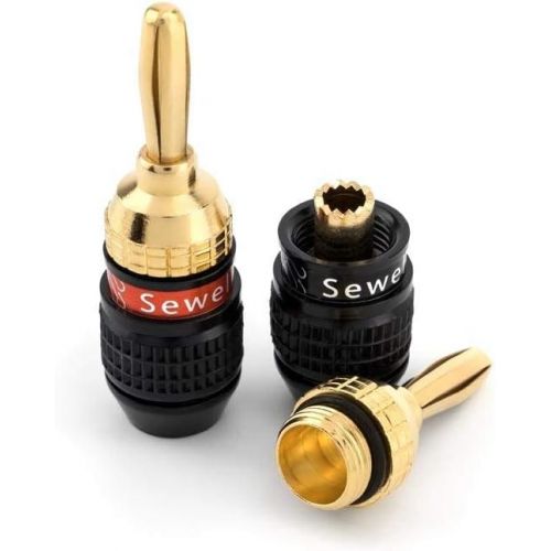  Sewell SW-29863-12 Deadbolt Banana Plugs 12-Pairs by, Gold Plated Speaker Plugs, Quick Connect