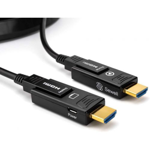  Sewell Direct Light Link Pro HDMI Over Fiber Cable with Detachable Heads by Sewell, 4K @ 60Hz 4:4:4 HDMI 2.0 HDCP 2.2, 40ft