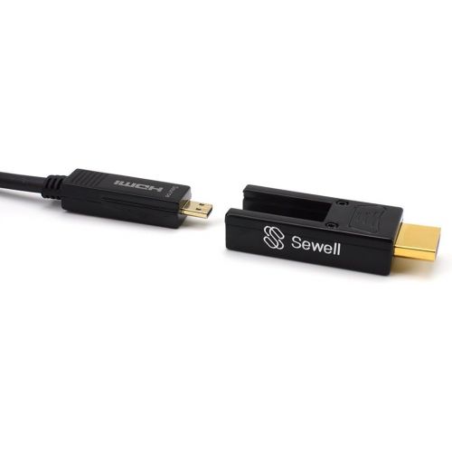  Sewell Direct Light Link Pro HDMI Over Fiber Cable with Detachable Heads by Sewell, 4K @ 60Hz 4:4:4 HDMI 2.0 HDCP 2.2, 40ft