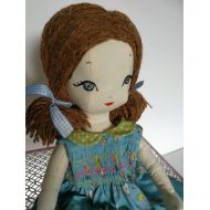 SewnbyJanie vintage style rag doll, custom made, personalise, hand embroidered, CE mark, textile doll, traditional rag doll, girlss gift, soft toy