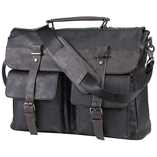  [아마존베스트]Seyfocnia Leather Messenger Bag for Men, 14 15.6 17.3 Inch Vintage Leather Laptop Bag Briefcase Satchel,Large School Work Bag