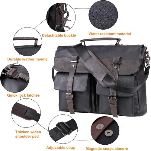  [아마존베스트]Seyfocnia Leather Messenger Bag for Men, 14 15.6 17.3 Inch Vintage Leather Laptop Bag Briefcase Satchel,Large School Work Bag