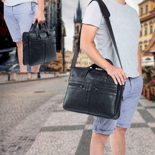  [아마존베스트]Seyfocnia Mens Leather Messenger Bag, 15.6 Inches Laptop Briefcase Business Satchel Computer Handbag Shoulder Bag for Men (Black)