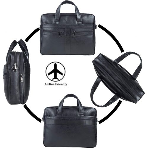  [아마존베스트]Seyfocnia Mens Leather Messenger Bag, 15.6 Inches Laptop Briefcase Business Satchel Computer Handbag Shoulder Bag for Men (Black)