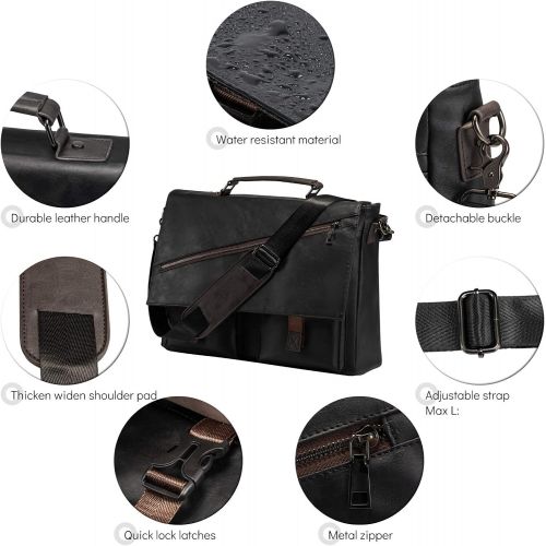  [아마존베스트]Seyfocnia Leather Messenger Bag for Men, 14 15.6 17.3 Inch Vintage Leather Laptop Bag Briefcase Satchel,Large School Work Bag (Black-17.3inch)