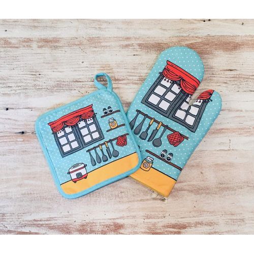  [아마존베스트]Seymour Butz Funny Oven Mitt, Potholder, and Tea Towel Set - Perfect Housewarming Gift