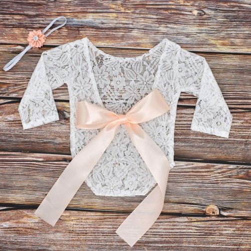  Seyurigaoka Newborn Infant Baby Photography Props Girls Lace Bow Vest Bodysuits Romper Photo Shoot Princess Clothes