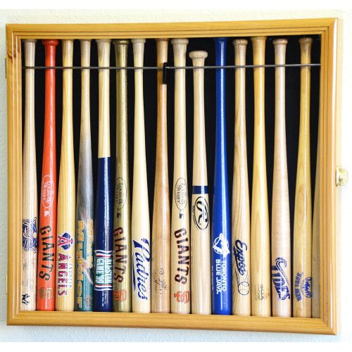  SfDisplay.com, Factory Direct Display Cases Small Mini 18 Baseball Mini Bat Display Case Cabinet Holder Rack w/98% UV Lockable Holds up to 16 Bats