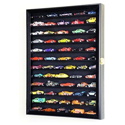  SfDisplay.com, Factory Direct Display Cases Hot Wheels Matchbox 164 scale Diecast Display Case Cabinet Wall Rack wUV Protection -Black
