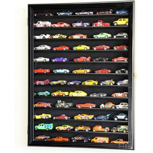  SfDisplay.com, Factory Direct Display Cases Hot Wheels Matchbox 164 scale Diecast Display Case Cabinet Wall Rack wUV Protection -Black