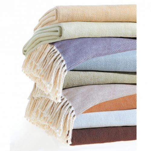  Sferra Celine Herringbone, 100% Cotton Throw Blanket - Lilac