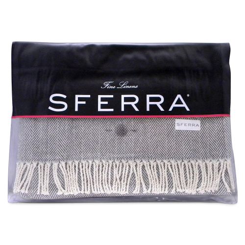  Sferra Celine Herringbone, 100% Cotton Throw Blanket - Charcoal