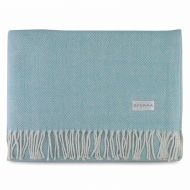 Sferra Celine Herringbone, 100% Cotton Throw Blanket - Aqua