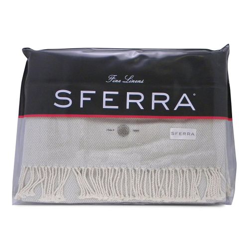  Sferra Celine Herringbone, 100% Cotton Throw Blanket - Silver Sage