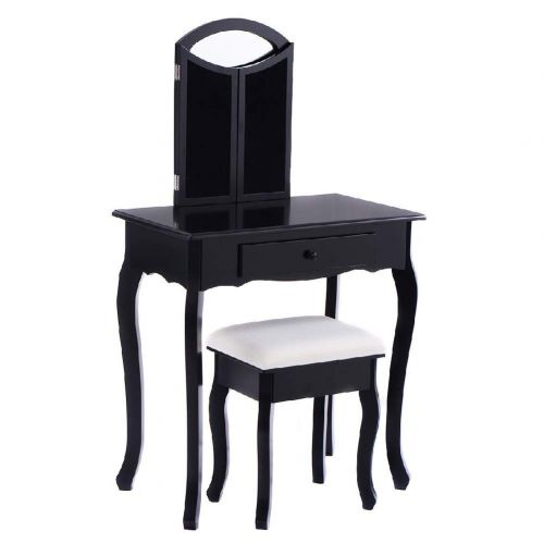  Sgood Stool Set Mirror Vanity Makeup Desk Storage Drawer Dressing Table