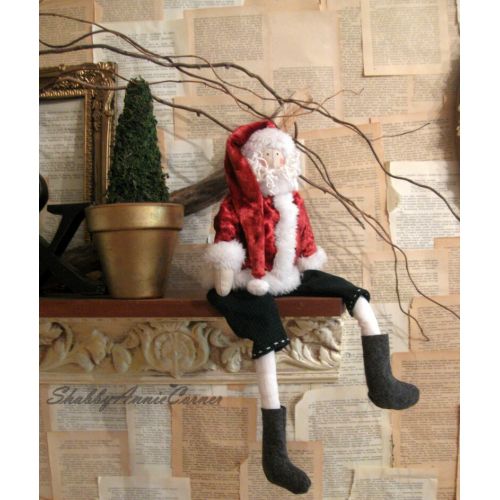  ShabbyAnnieCorner Santa doll Tilda Santa Claus Christmas shelf sitter Santa mantel decor Scandinavian New Year Father Christmas Gifts for Kids Christmas toys