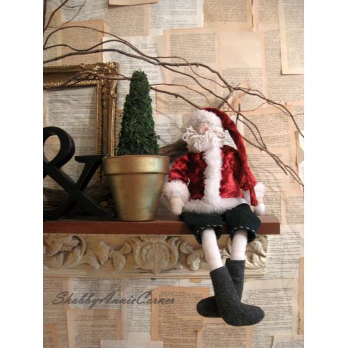  ShabbyAnnieCorner Santa doll Tilda Santa Claus Christmas shelf sitter Santa mantel decor Scandinavian New Year Father Christmas Gifts for Kids Christmas toys