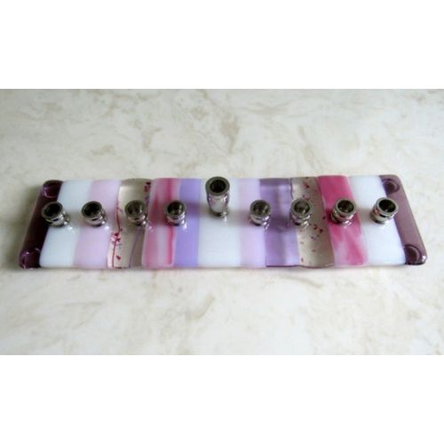  Shakufdesign Hanukkah Menorah, Fused Glass Pink and Purple Menorah, Hanukkah Gift, Bat Mitzvah Gift, Girls Menorah, Children Menorah