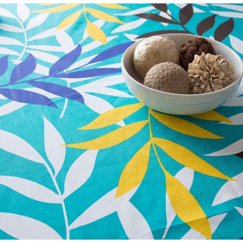  ShalinIndia Colorful Cotton Spring Floral Tablecloths For Dinning Tables 60 X 90 Inches, Turquoise Border