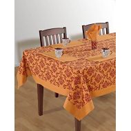ShalinIndia Multicolor 60 x 60 Square Tablecloth Cotton Spring Floral - Rust Border - Machine Washable