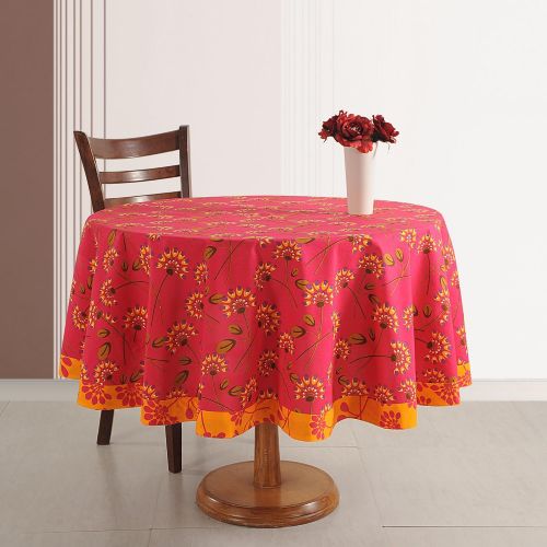  ShalinIndia Indian Table Decoration 70 Inches Round Tablecloth 4 Seater Cotton Floral Print