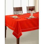 ShalinIndia Cotton Red Color Table Linens Set for 4 seat Dining Table Includes 60 x 60 inches Square Tablecloth, 4 Cloth Napkins and Table Runner Perfect for Weddings & Events