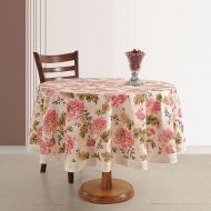 ShalinIndia Tablecloth 4 Seater Printed Floral Indian Home Decoration 70 Inches Round Cotton