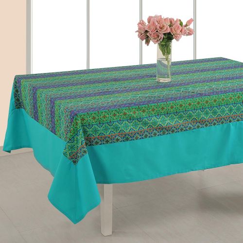  ShalinIndia Tablecloth 60 x 90 Inches Rectangular - Floral Print Cotton - Indian Home Table Decor