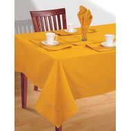 ShalinIndia Rectangle Tablecloth for Dining Table 6 Seater with 1 Runner 6 Napkins Cotton 60x90 Inch Solid Color Yellow