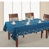 ShalinIndia Banquet Tablecloth 60 x 144 Inches for 10-12 Seater 10 Feet Rectangular Center Dining Table in Indian Cotton Cloth Blue
