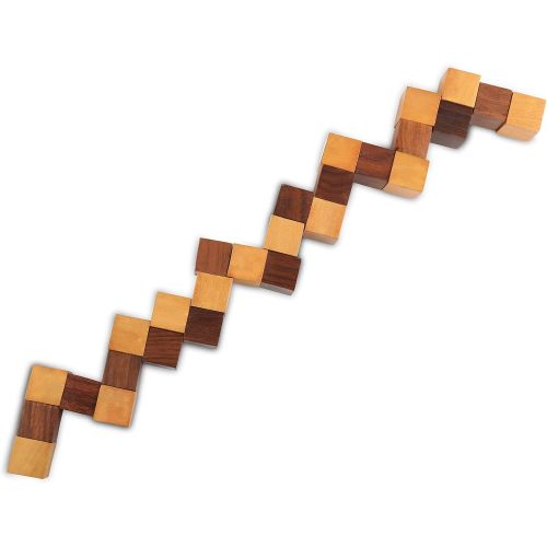  [아마존베스트]Artncraft 3-in-One Wooden Puzzle Games Set - 3D Puzzles for Teens and Adults - Includes Wood Interlocking Blocks, Diagonal Burr, and Snake Cube in Storage Box